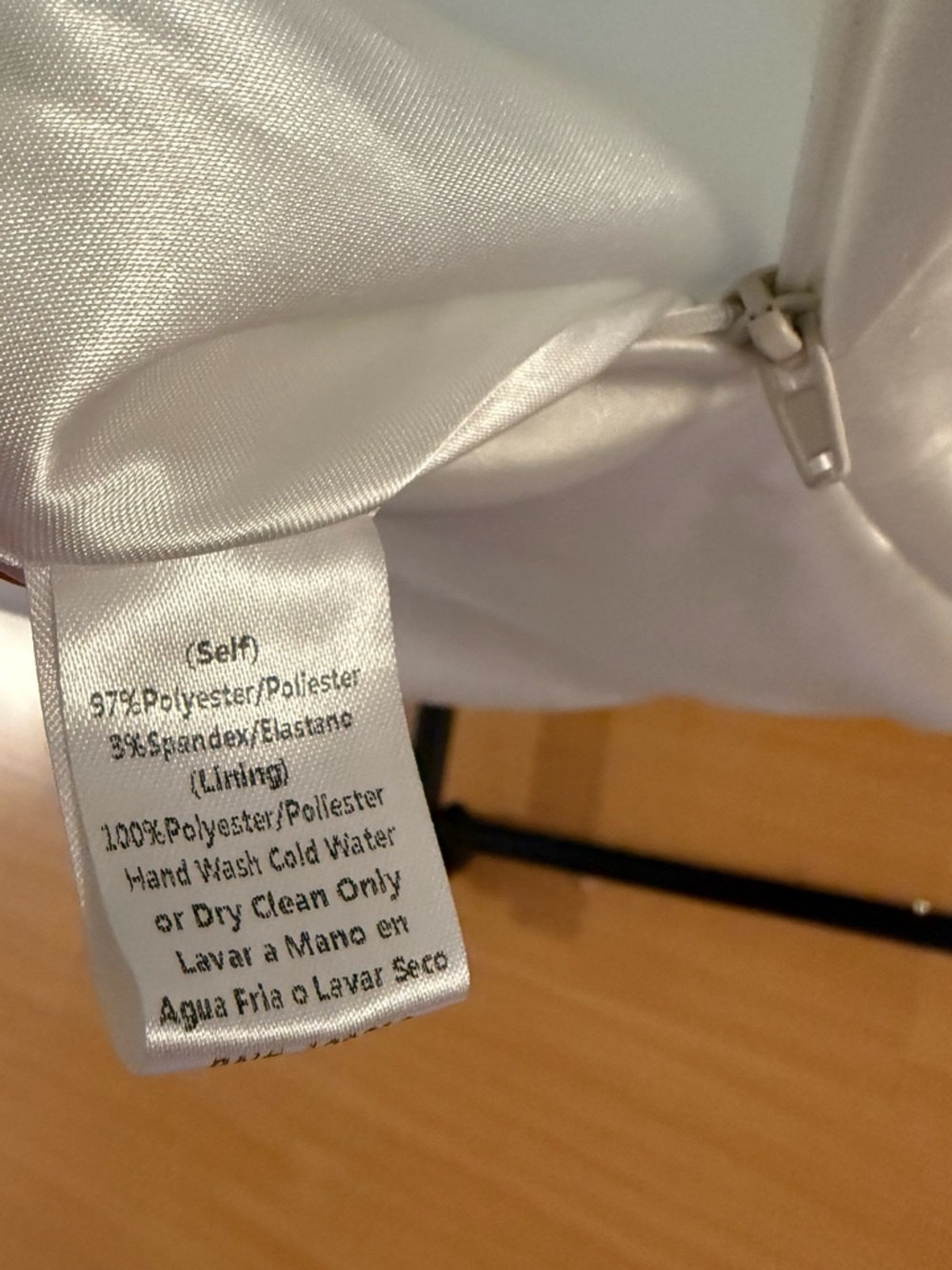 Satin White Spaghetti Strap A-Line Gown - Picture 5 of 9